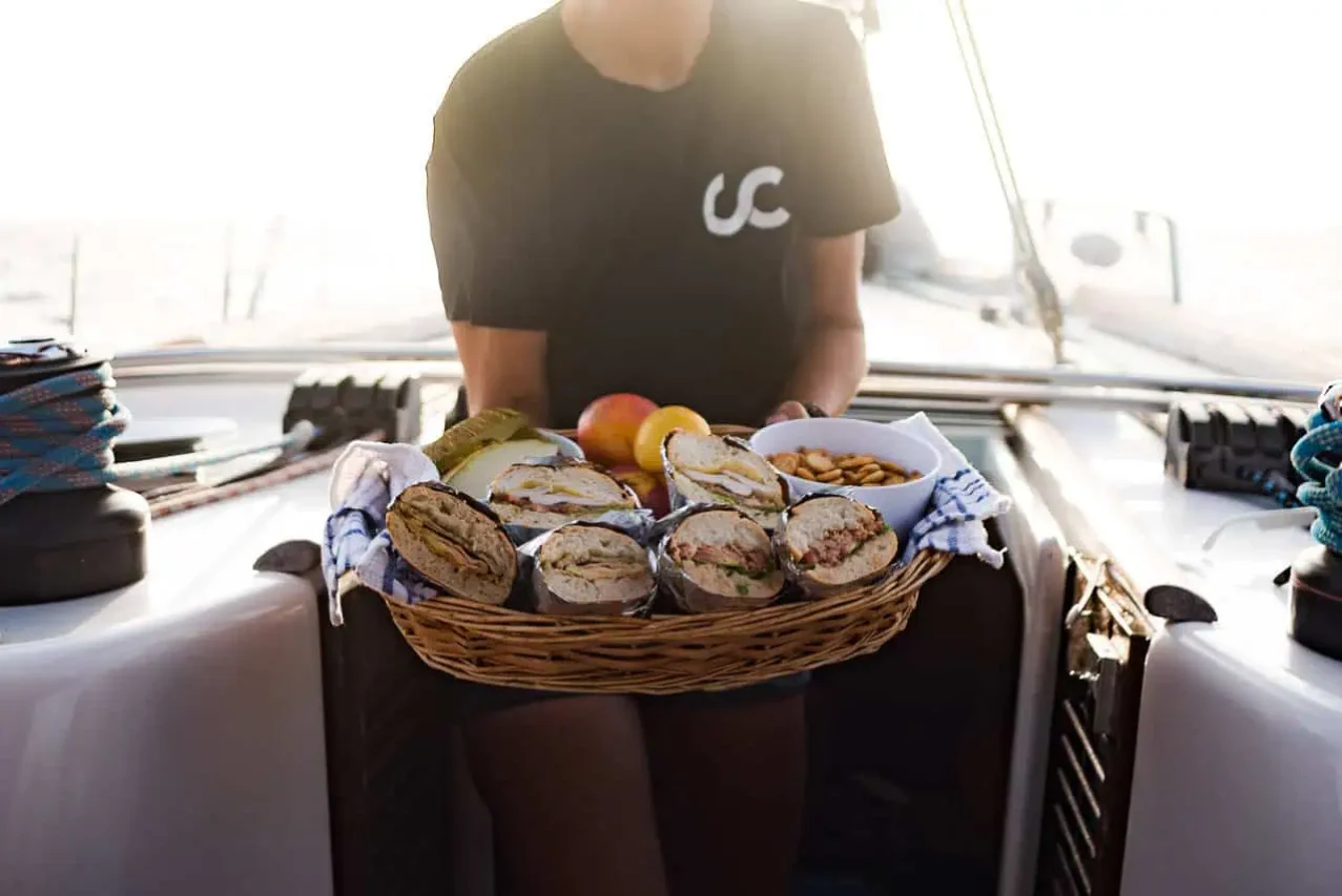 Fresh snacks in a basket aboard Atlantic Star charter in Costa Adeje.